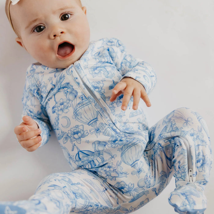 Vintage Carnival Bamboo Zip Up Footie Pajamas