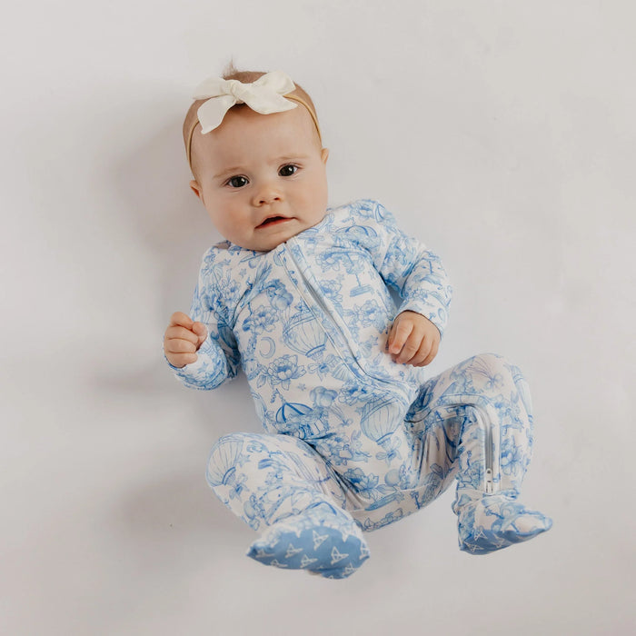 Vintage Carnival Bamboo Zip Up Footie Pajamas