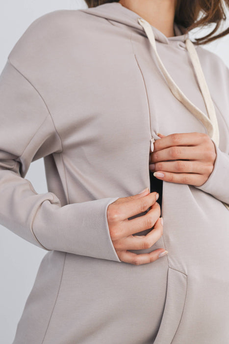 Long Sleeve Maternity Nursing Front Zipper Hoodie