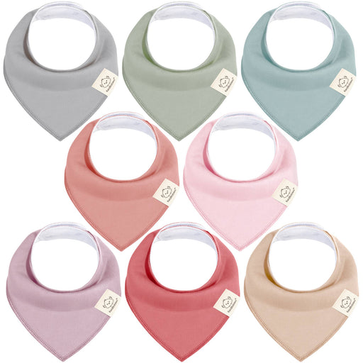 Muted Pastel 8-pack Baby Bandana Bibs for Girls and Boys - Nature Baby Outfitter