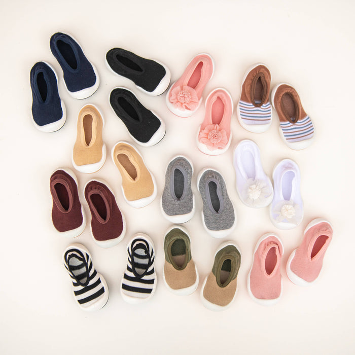 Beige & Olive Color Block Baby Crib Shoes