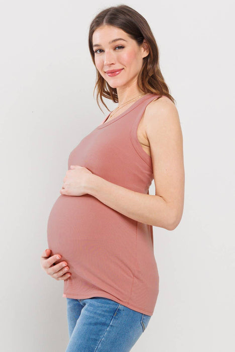 Scoop Neck Ribbed Maternity Tank Top