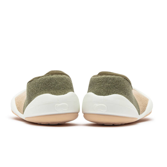 Beige & Olive Color Block Baby Crib Shoes