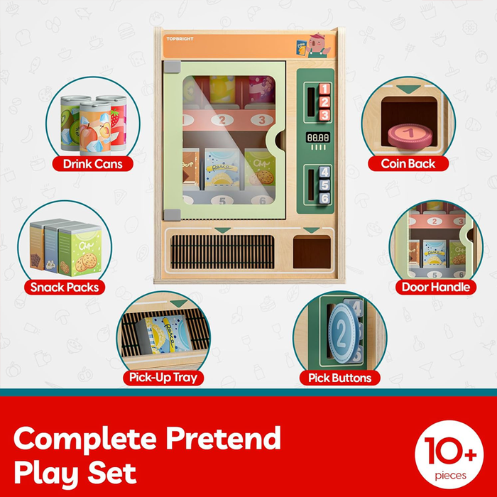 Wooden Vending Machine Set with Snacks