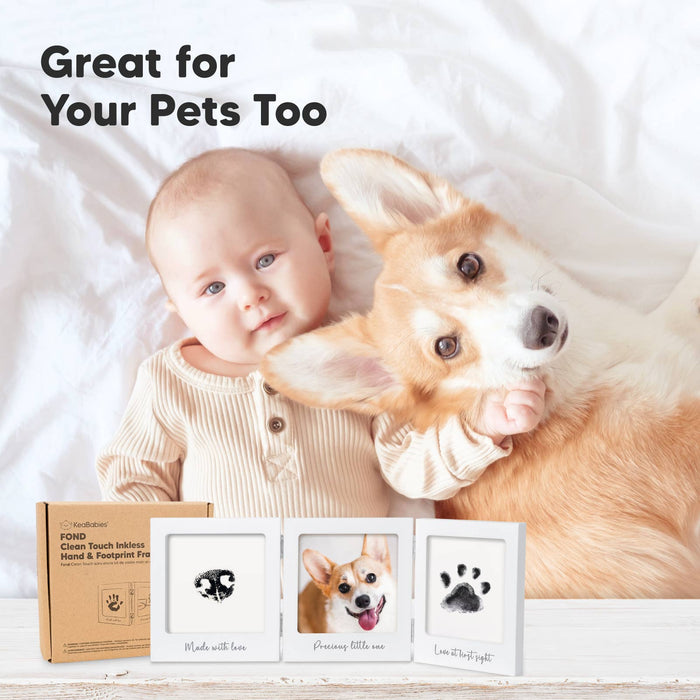 KeaBabies - Fond Inkless Baby Handprint and Footprint Kit, Newborn Gifts: White/Silver