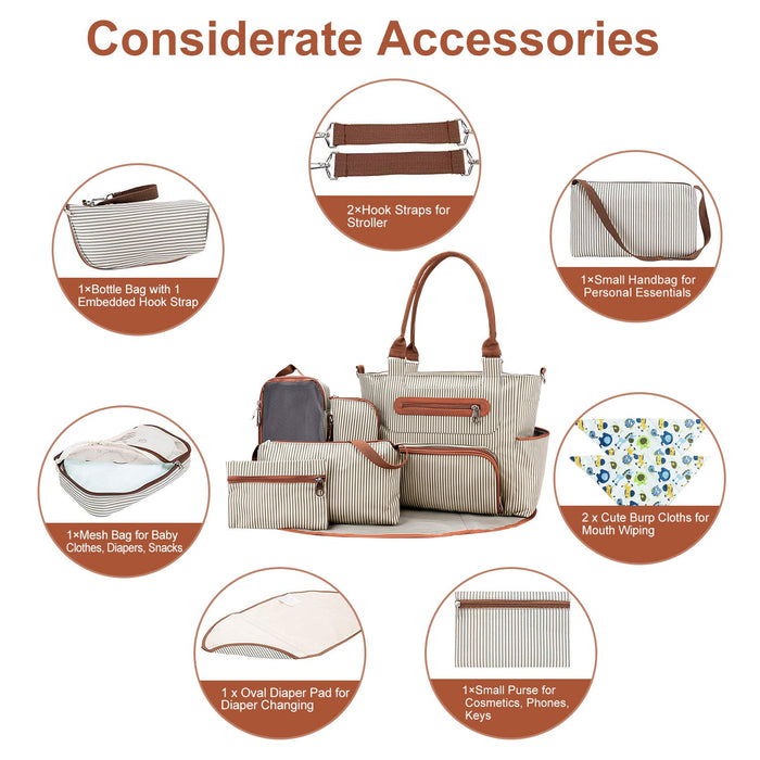 GBruno 8Pcs Baby Nappy Diaper Bags Set