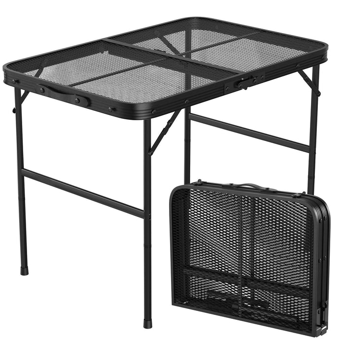 Foldable Camping Table – Height-Adjustable Aluminum Grill Stand