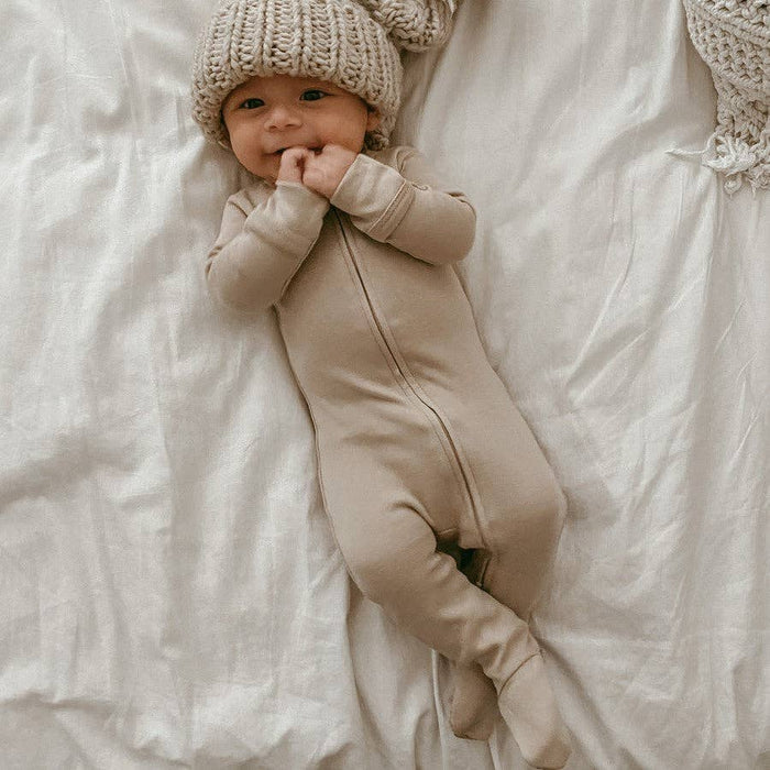 Oatmeal Organic 2-Way Zipper Footie