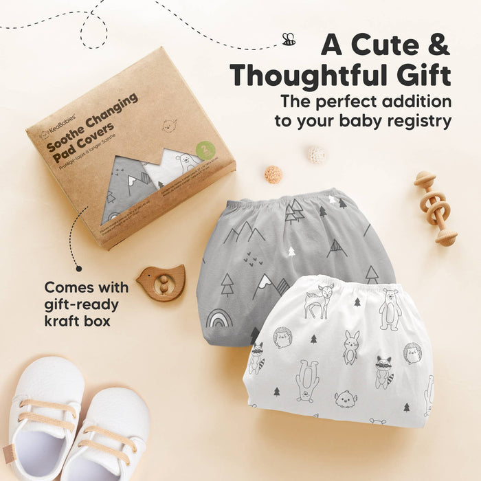 2-Pack Soothe Changing Pad Covers for Girl, Boy, 100% Cotton