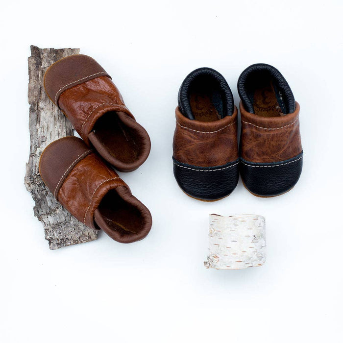 Two Tone Loafer Baby and Toddler Shoes( Black/Sable, Carob/Saddle)