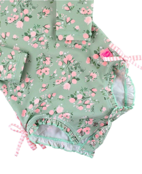 Tea Roses Long Sleeve Rash Guard Swim Suit