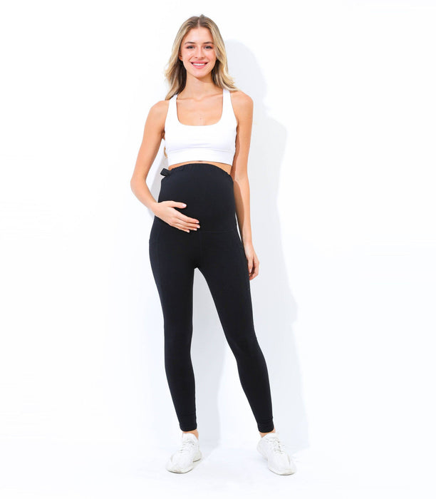 Black Pregnancy Yoga Pants with Pockets Maternity Tights