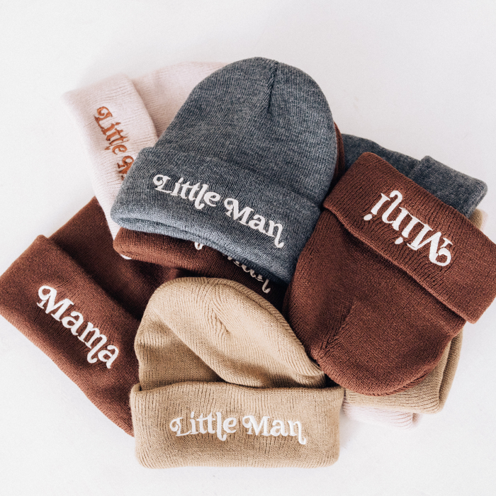 Matching Knit Hats- Little Man- Dark Brown