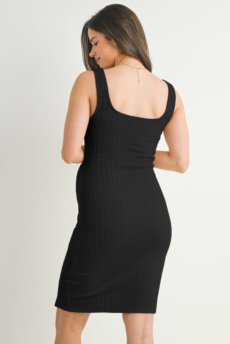 Sleeveless Textured Maternity Bodycon Dress