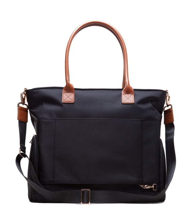Sarah Wells Abby Breast Pump Tote – Real Leather Straps – Insulated Pockets, Laptop Storage & Easy-Clean Interior
