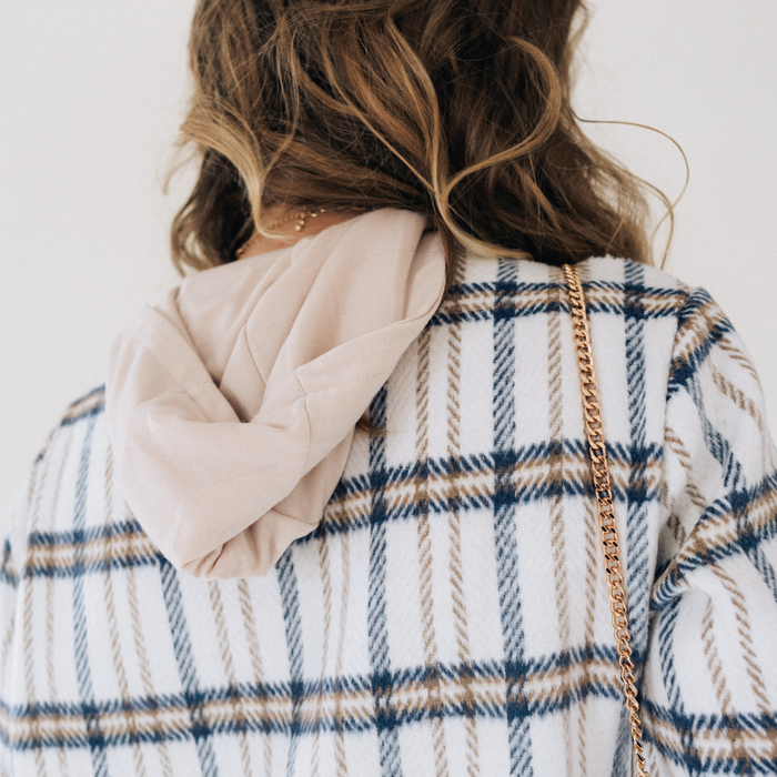 Cream & Navy Plaid Flannel - Adult