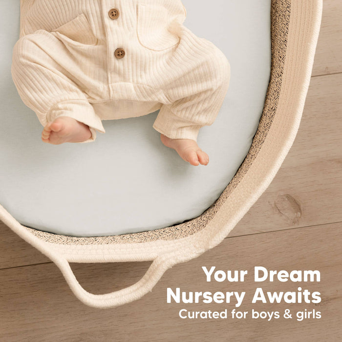 Sage Isla Bassinet Mattress Sheets Fitted for Baby Girls, Boys - Nature Baby Outfitter