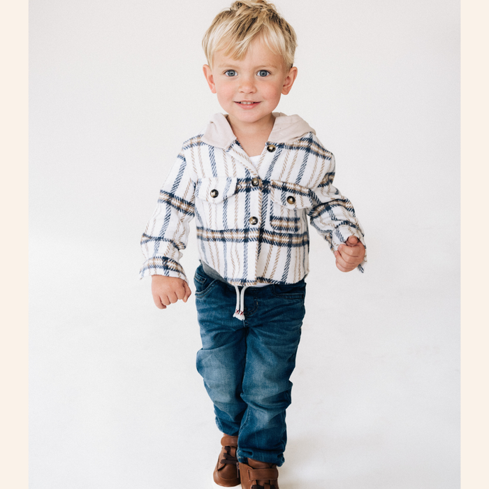 Cream & Navy Plaid Flannel - Infant