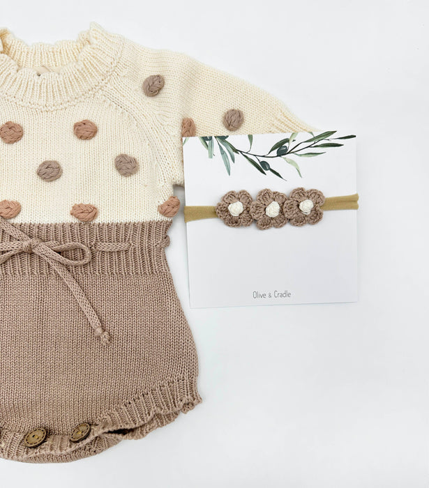 Cream Fog Lottie Dot Knit Romper