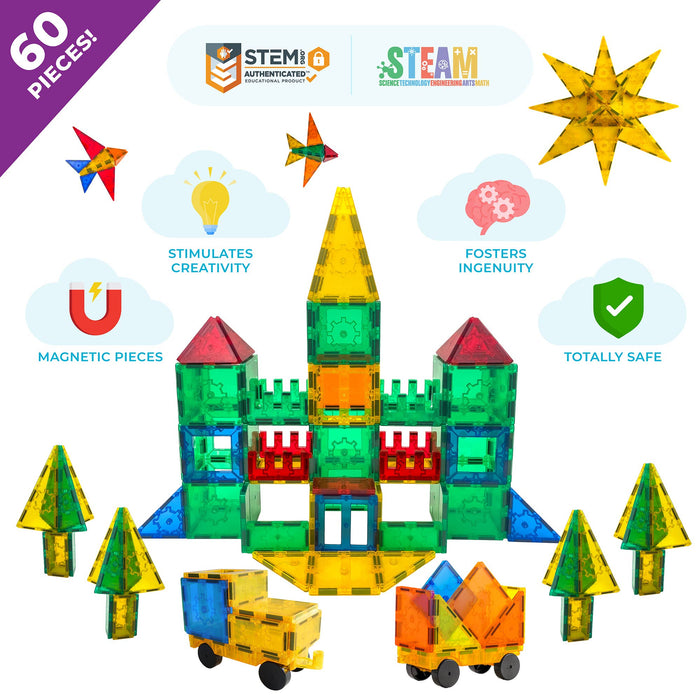 60 Piece Magnetic Tile Building Set