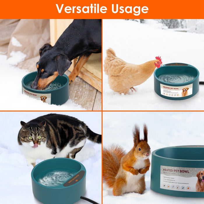 Heated Water Bowl for Dog Cat 74.4OZ Heating Water Dish IP67 Waterproof Thermal Water Bowl Heated Pet Bowl Dog Cat Water Feeder Bowl for Dog Cat Rabbi