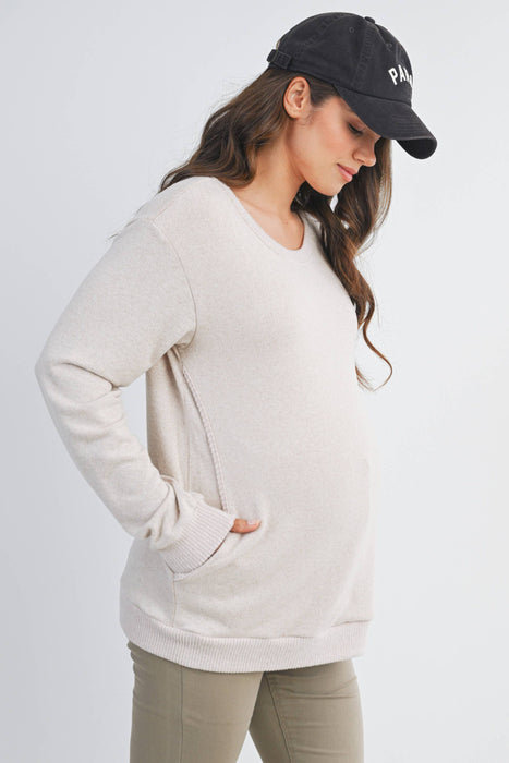 V-Neck Double Layer Maternity Nursing Pullover Top