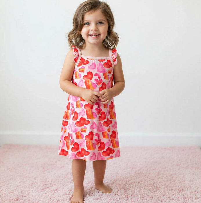 Love Hearts Flutter Sleeve Dress