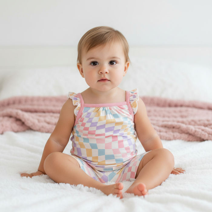 Pastel Checks Tank & Shorts