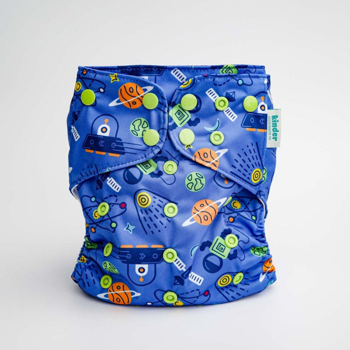 Space and Sky: Essentials Pocket Cloth Diaper with Athletic Wicking Jersey, Grows with your Baby