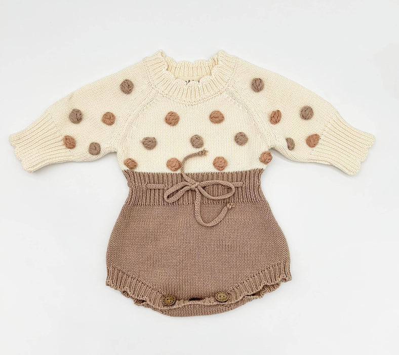 Cream Fog Lottie Dot Knit Romper