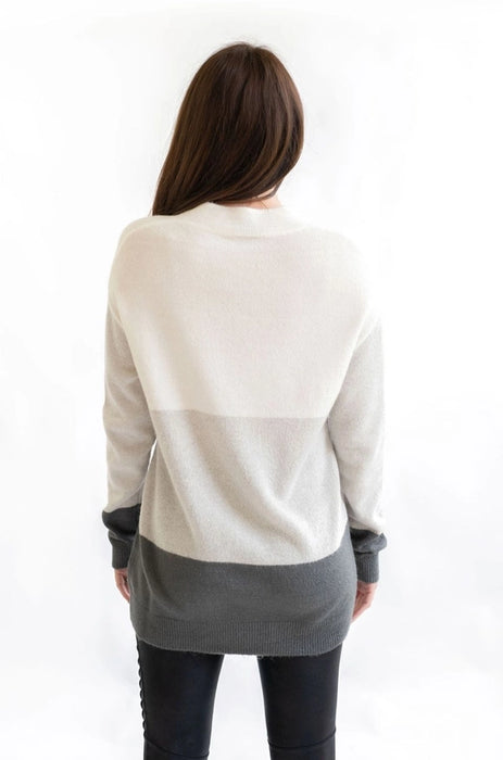 Gray Colorblock Fuzzy Nursing Sweater