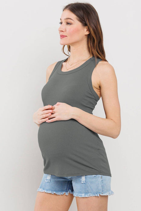 Scoop Neck Ribbed Maternity Tank Top