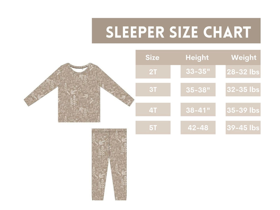 Woodland Taupe Bamboo Two Piece Pajamas