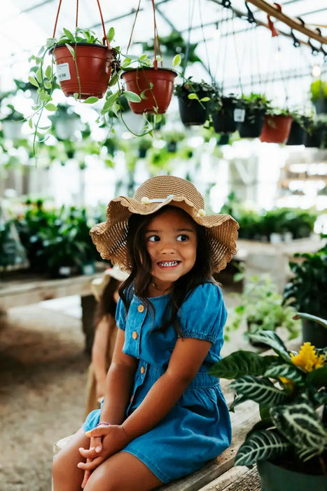 PomPom Brown Straw Sun Hat