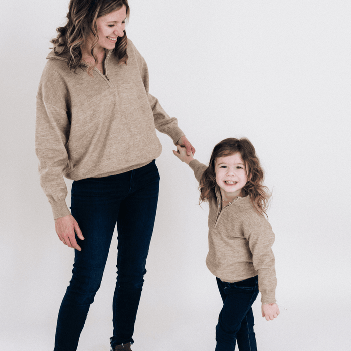 Sand Quarter Zip Sweater
