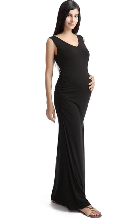 Black "Jane" Lace Back Maxi Dress Black Kimi + Kai Maternity