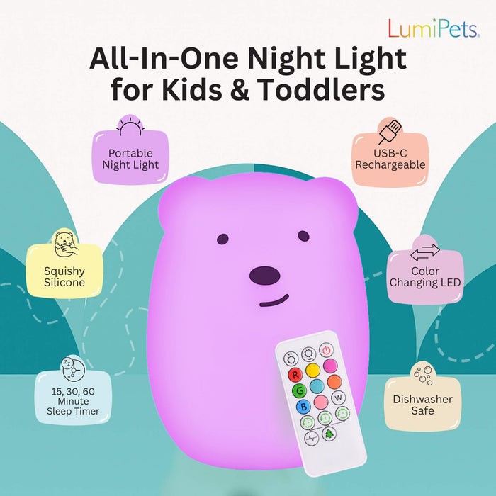 LumiPets® Benny the Bear- Children's Touch Night Light - Nature Baby Outfitter