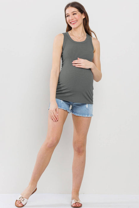 Scoop Neck Ribbed Maternity Tank Top