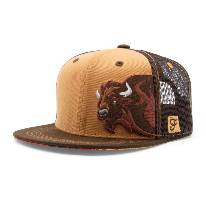 Kids Bison Flat Bill Hat Brown