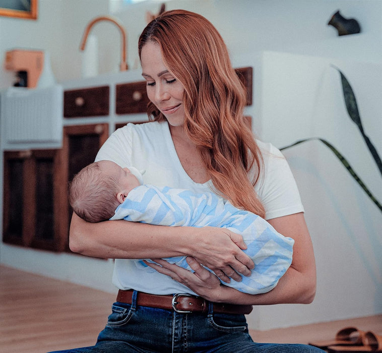 Muslin Swaddle Blankets 47” x 47” in Blue, 4 Pack