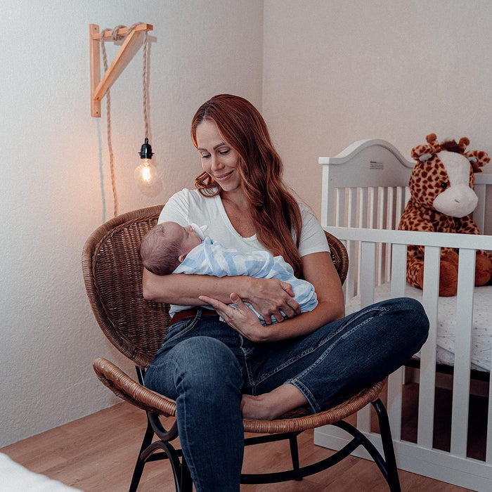 Muslin Swaddle Blankets 47” x 47” in Blue, 4 Pack