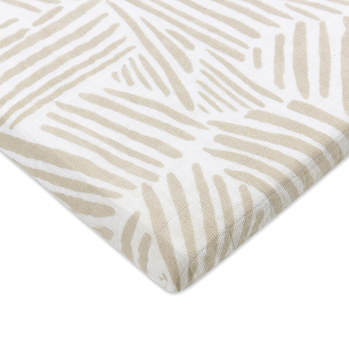 T29234,Babyletto,Oat Stripe Muslin All-Stages Bassinet Sheet in GOTS Certified Organic Cotton