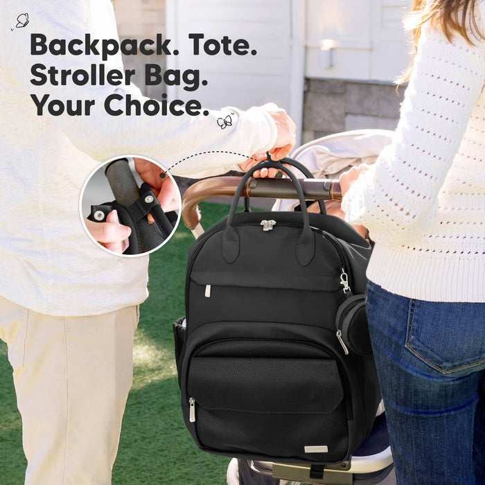 Trendy Black Jumbo Play Diaper Bag Backpack, Baby Bag with Changing Pad - Nature Baby Outfitter