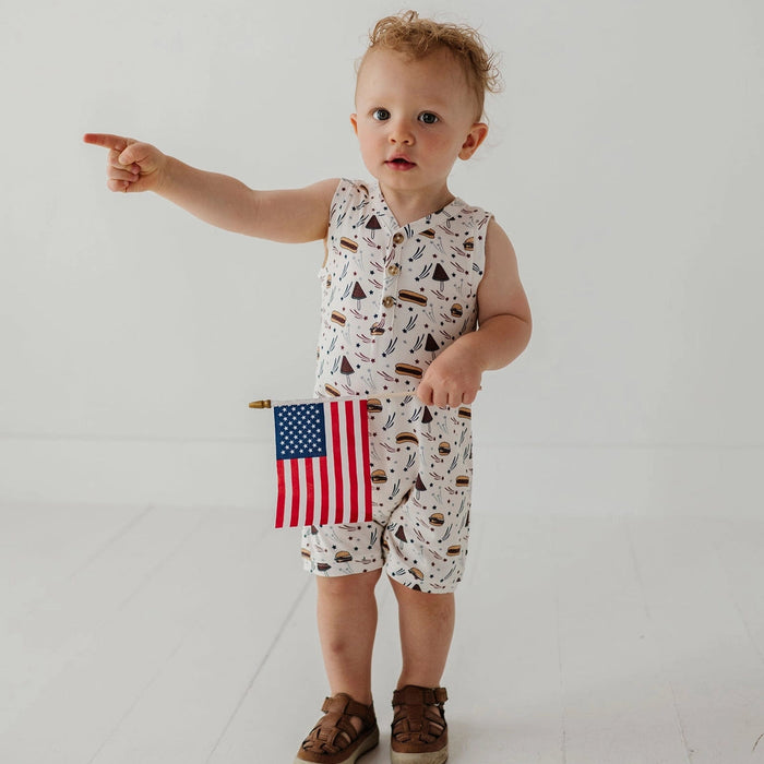 Burgers 'N Dogs Sleeveless Romper