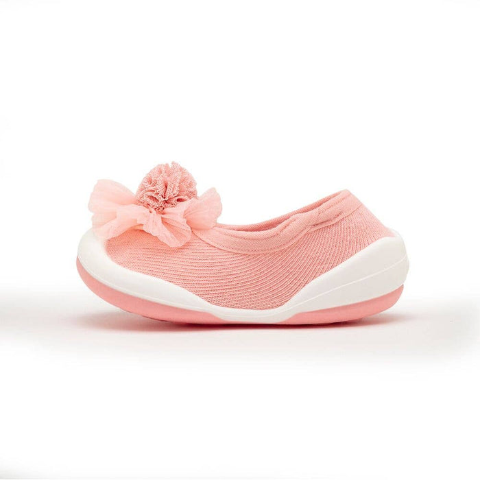 PomPom Pink Flat Knit Baby Crib Shoes