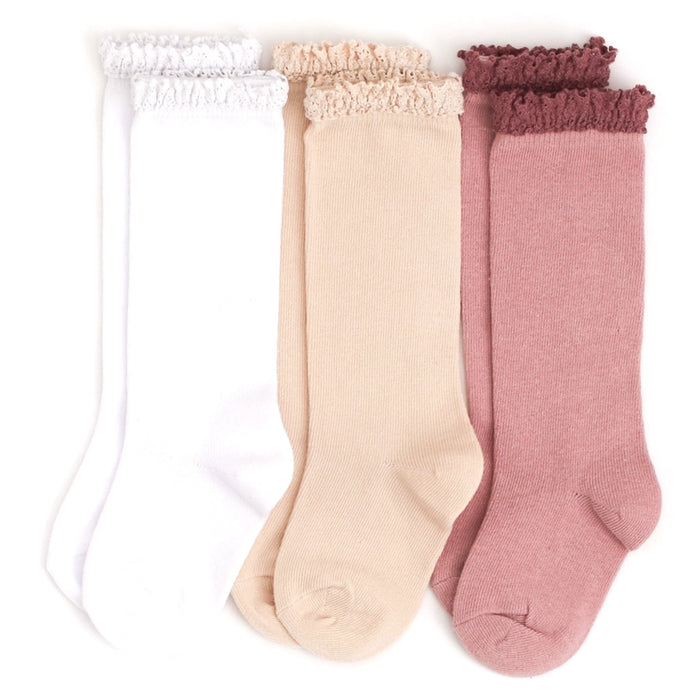 Girlhood Lace Top Knee High Socks - 3 Pack