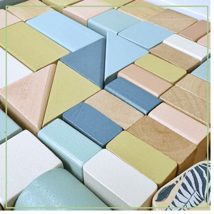 Wooden Building Blocks 70pc - Natural Wood Block Set Ages 2+