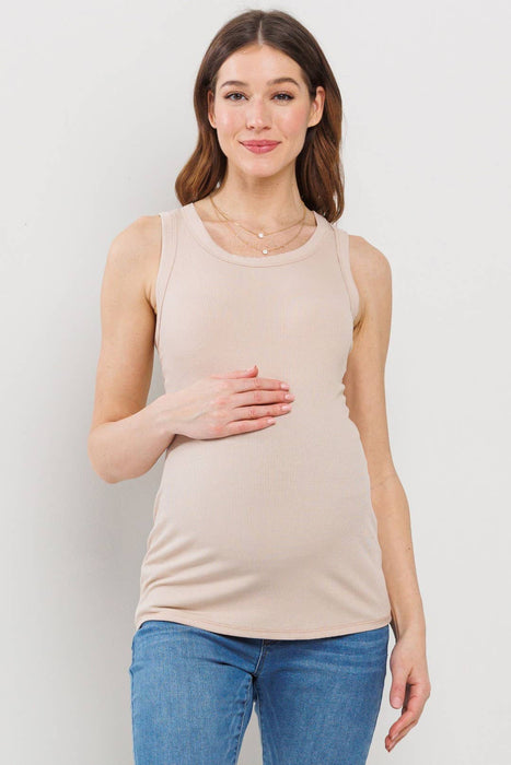Scoop Neck Ribbed Maternity Tank Top