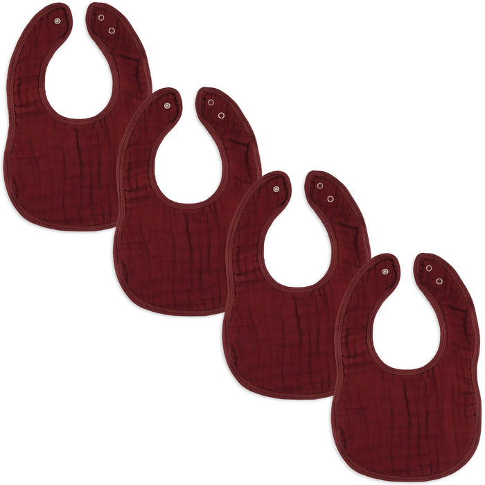 Muslin Bibs in Wine