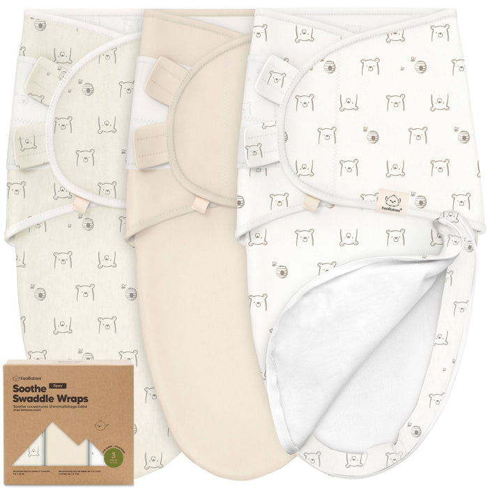 Bumble Bear 3pk Soothe Zippy Baby Swaddles 0-6 Months,Newborn Sleep Sack - Nature Baby Outfitter